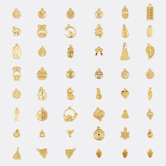 18k包金福字算盤小吊墜項鍊耳飾diy飾品足金掛件配飾批發D105