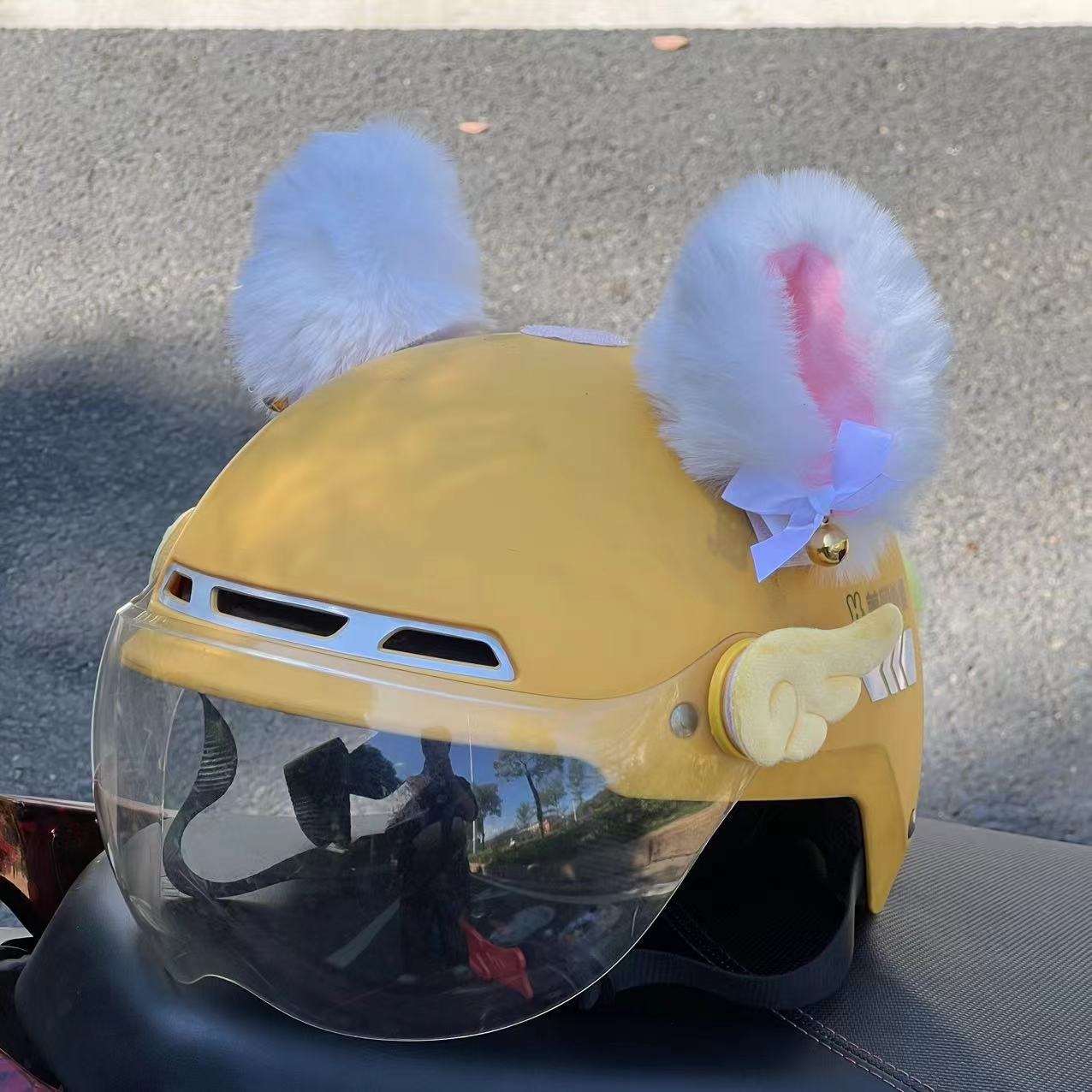 Auto Parts and Accessories | Diàndòngchē Cat Ears Skiing Cute - white-pink-inside-bell-ears-a-pair