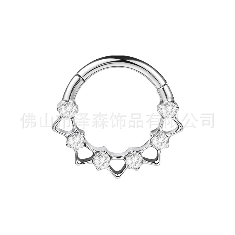 F136 Titanium Alloy Nose Ring with Diamonds - Seamless Nose Stud Hypoallergenic Body Piercing Jewelry detail image 9
