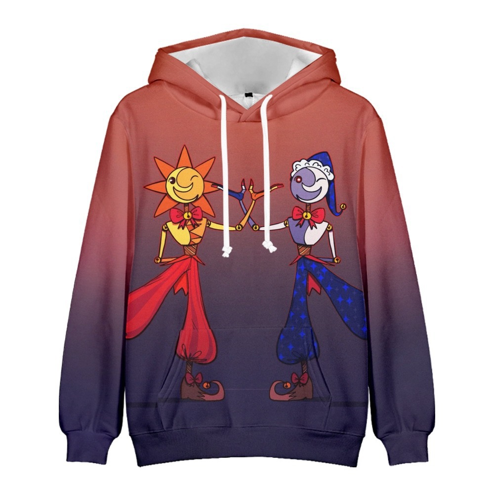 2022 Cross-Border New Sun Clown Game Sundrop Fnaf Digital Printing Trendyy Hooded Sweatshirt