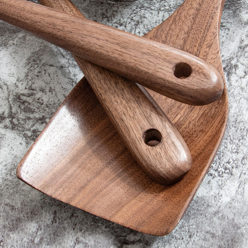 Amazon kitchen cooking spatula set household long-handled cooking spatula black walnut non-stick pot wooden spatula