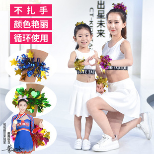 Kindergarten Children Dance Wrist Flower Sequins cheerleader Table Performance Bell Hand Flower Children's Day Games Bracelet