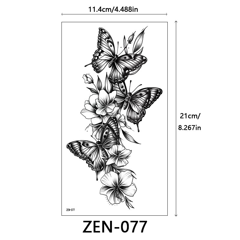 新品跨境 ZEN小全臂纹身贴半臂纹身贴动物花朵万圣节纹身贴tattoo|undefined