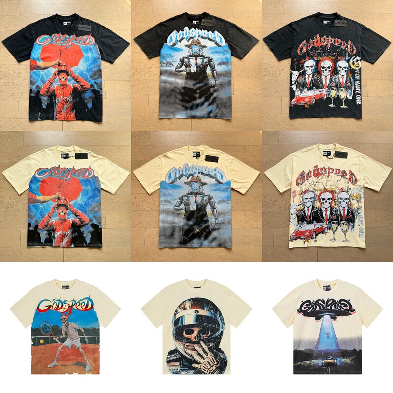 25Ss Cross-Border Retro Skull Band Print T-Shirt High Weight American Fashion Pure Cotton High Street Round Neck Loose Fit Unisex T-Shirt 25Ss Cross-Border Retro Skull Band Print T-Shirt High Weight American Fashion Pure Cotton High Street Round Neck Loose Fit Unisex T-Shirt