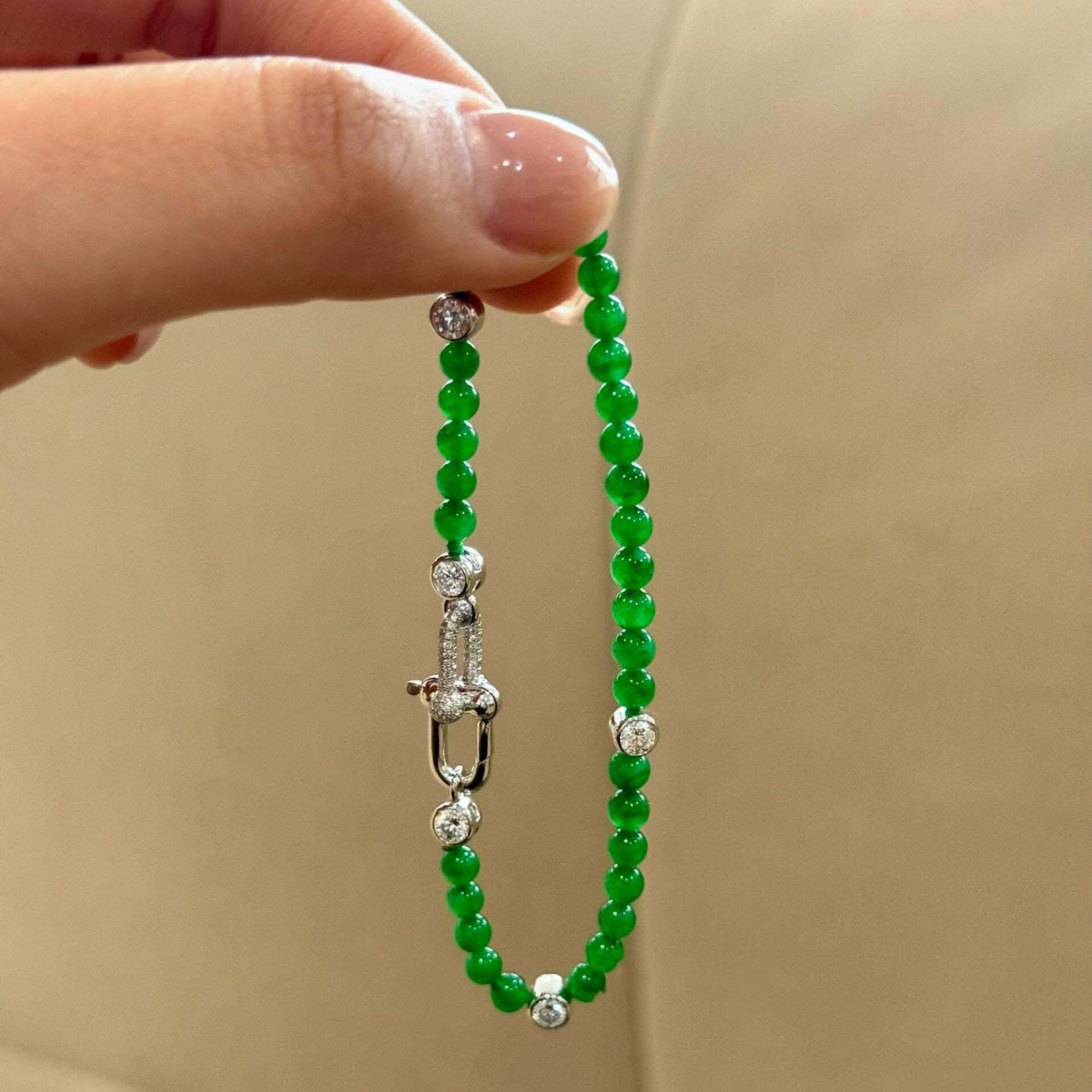 Xiaomi bead jade bracelet with horseshoe clasp, zircon spacer beads, decorative spacer beads, DIY necklace and bracelet accessories