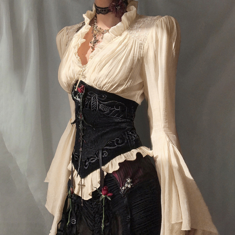 Cf25241V-Neck Palace Style Long-Sleeved Top Autum New Song Doll Halloween Versatile Jacket