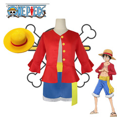 ワンピース路飛cos服子供服舞台演出服航海王服麦わら帽子セットコスプレ衣装