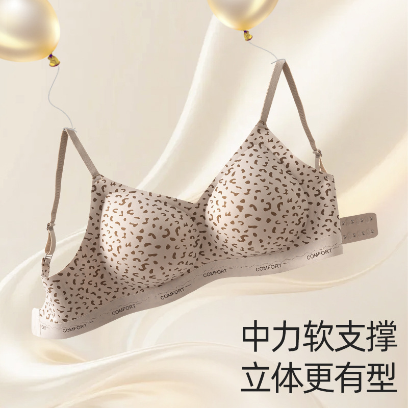 Cross-Border Sexy Leopard Print Seamless Underwear for Women, Soft Support for Small Busts, Push-Up, Wireless, Thin Style Women's Bra Cross-Border Sexy Leopard Print Seamless Underwear for Women, Soft Support for Small Busts, Push-Up, Wireless, Thin Style Women's Bra