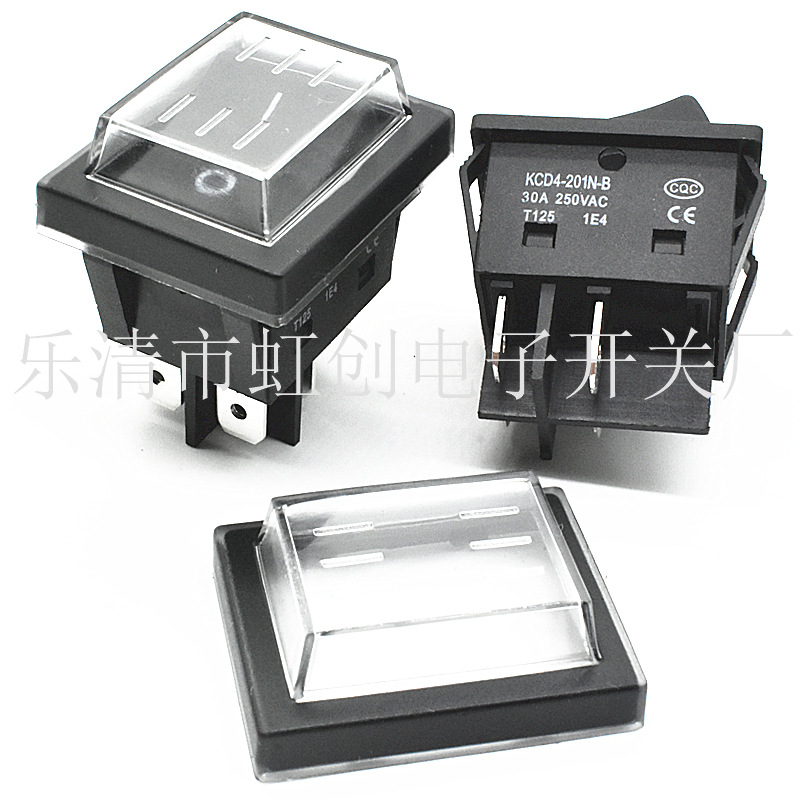 KCD4 大电流 30A 四脚 船型开关 双卡位 防水翘板开关 4脚2档开关