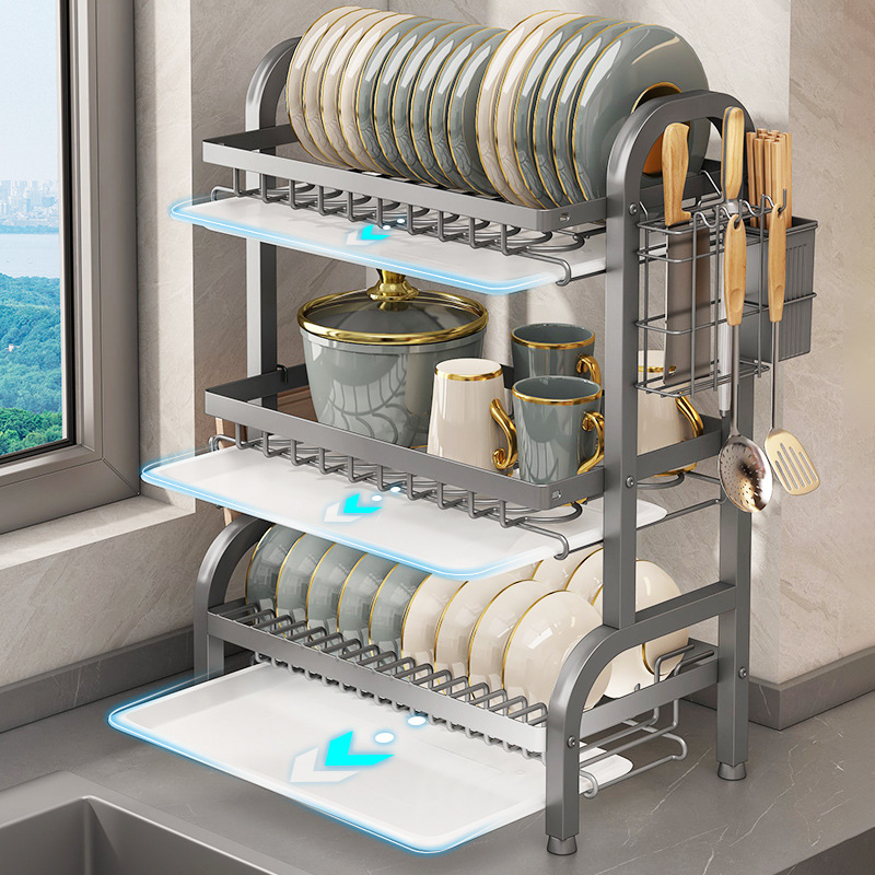Estantes de cocina Estantes de almacenamiento de platos Estantes de drenaje de platos Estantes de platos multifuncionales Estantes de platos Palillos y cuchillos