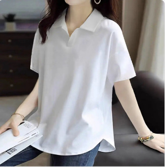 Stylish and chic plus-size T-shirt, new arrival for summer 2025, simple print, letter collar, versatile and slimming top.
