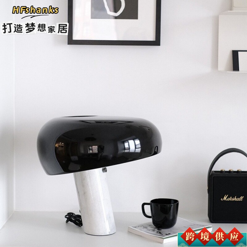Italian Snoopy Study Desk Lamp Nordic Art Atmosphere Lamp Living Room Bedroom Bedside Mushroom Marble Table Lamp