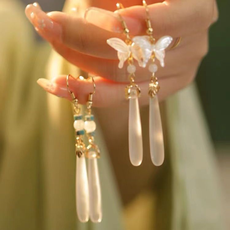 Earrings In New Chinese Style Long Tassels, Vintage-inspired Earrings With A Unique Design, Ear Hooks And Pendants,_voghion.com