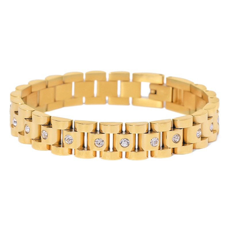 European and American INS Internet Red Same Style Metal Wind Titanium Steel Bracelet Stainless Steel PVD Plated 18K Gold Watch Strap Bracelet Bracelet