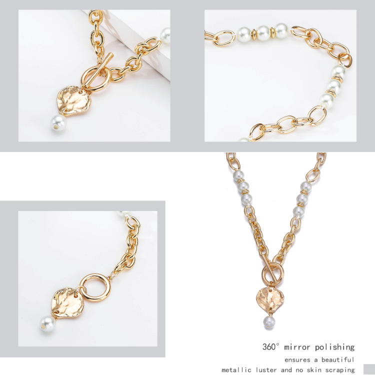 Simple Pearl Chain Ot Buckle Necklace display picture 5