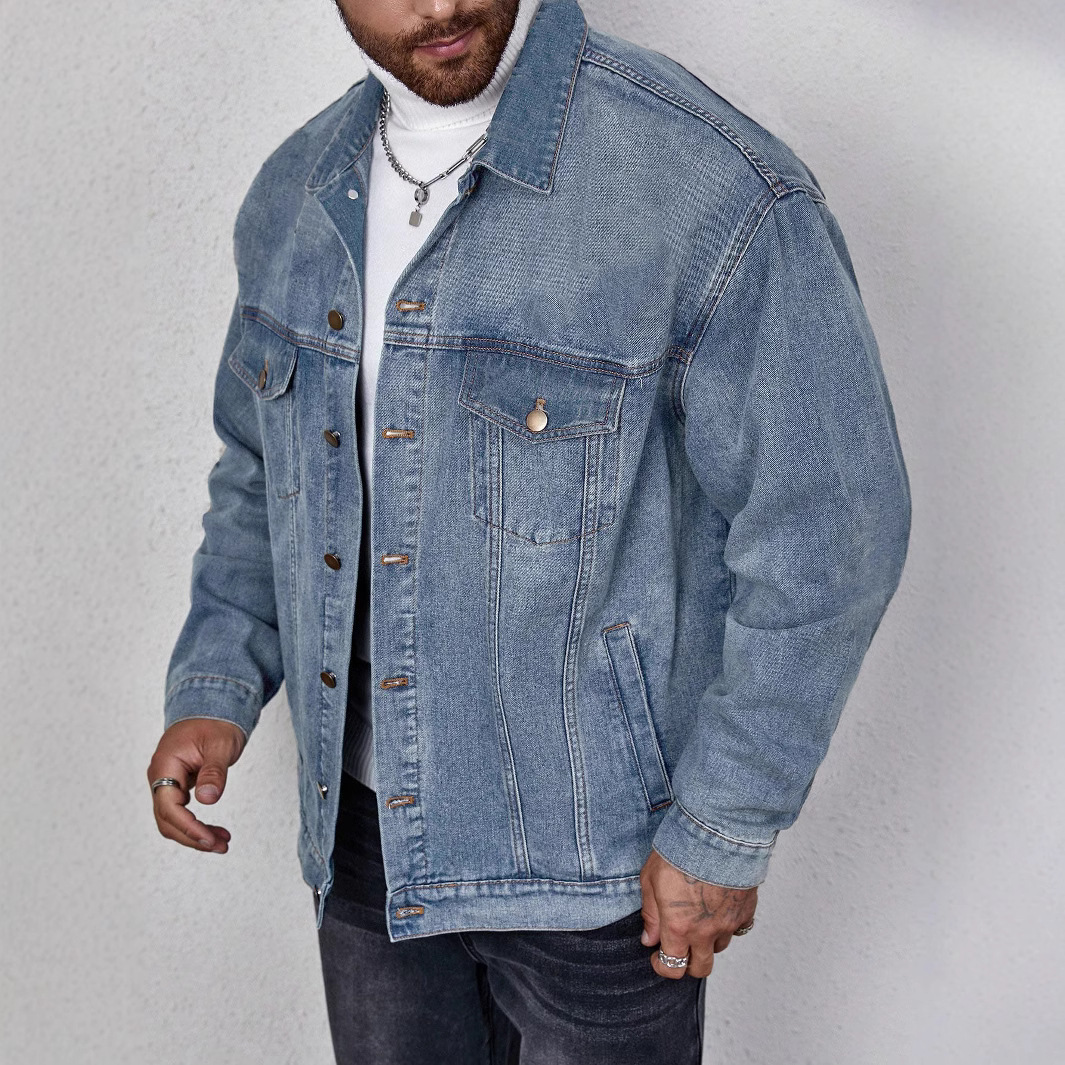 跨境冬季新品欧美男装夹克翻领牛仔上衣潮流长袖外套3669