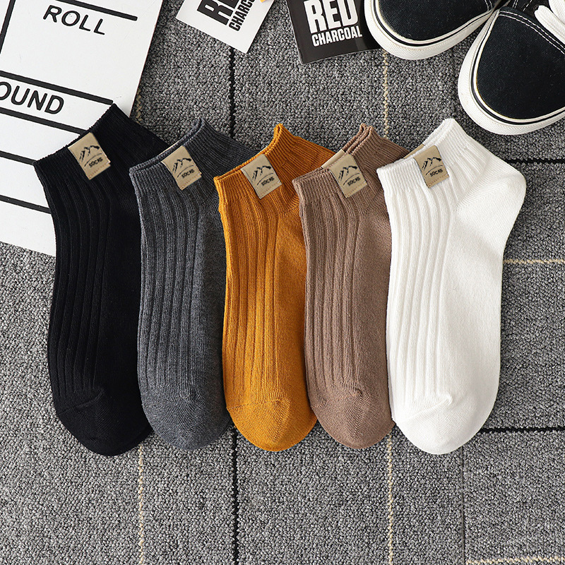 Socks men's cloth label simple solid color socks trendy spring and summer versatile new TikTok popular men's boat socks factory wholesale Socks men's cloth label simple solid color socks trendy spring and summer versatile new TikTok popular men's boat socks factory wholesale
