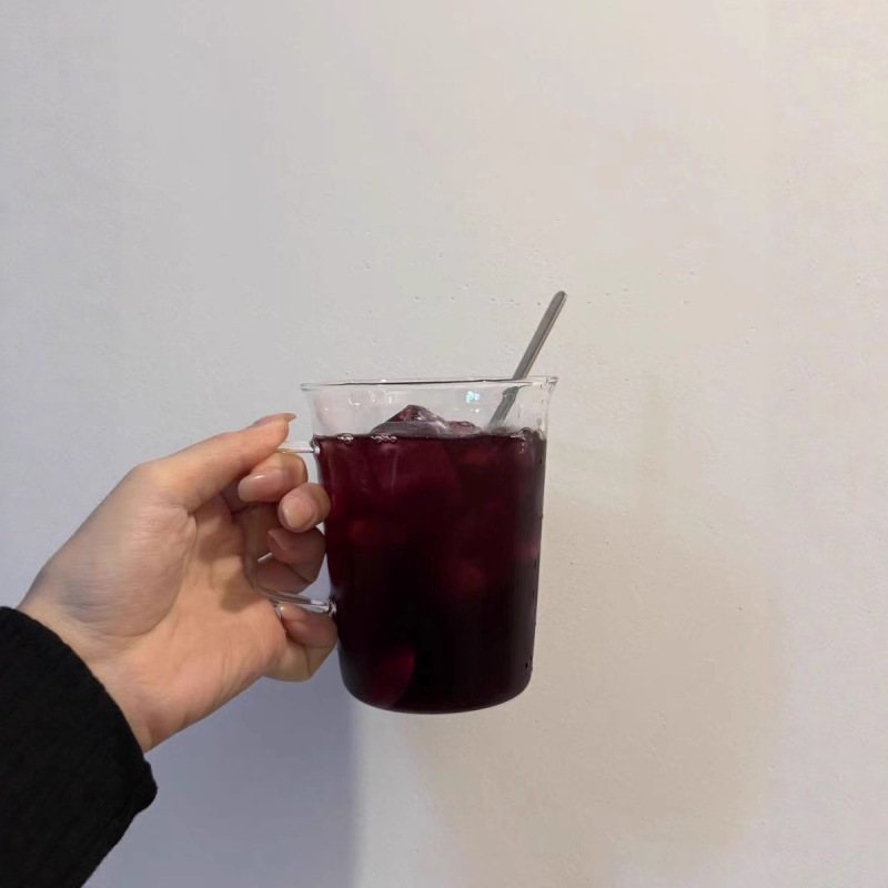 冰美式拿铁咖啡杯高硼硅挂耳玻璃杯女高档精致透明带把手水杯子|undefined