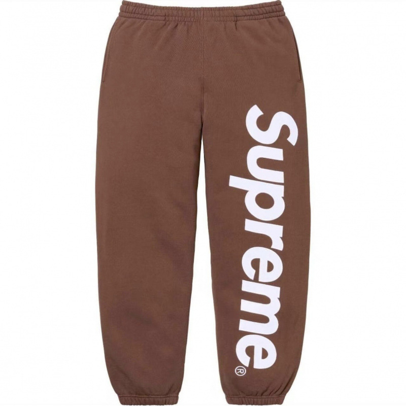 SUPREME SWEAT PANTS, callejera, callejera para hombres, pantalones sueltos de terciopelo, pantalones deportivos casuales.