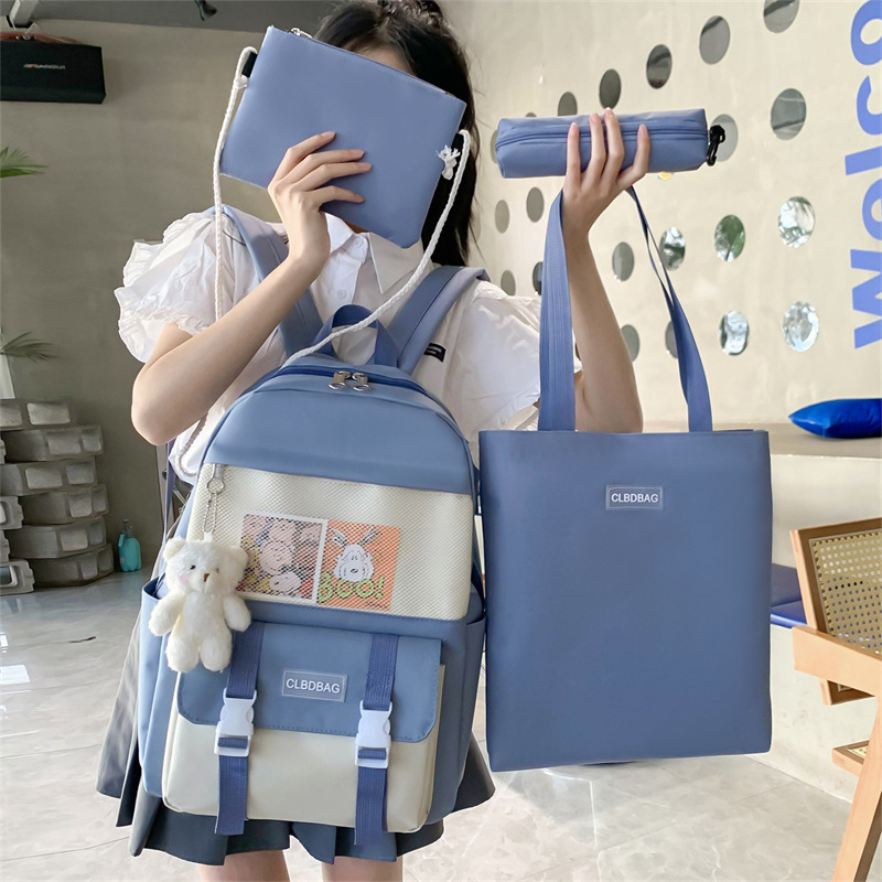 新款双肩包女韩版原宿风日系初中生书包休闲尼龙高中学生背包时尚