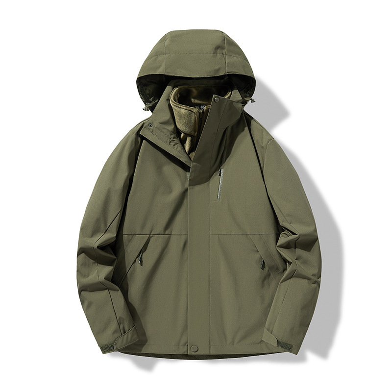 Compra grupal de chaquetas 2024, chaquetas impresas para hombres y mujeres, ropa de trabajo grupal tres en uno, a prueba de viento, impermeable, ropa de montañismo de otoño e invierno