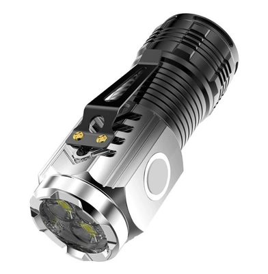 [Three Eyes Strong Light] Mini UV fənərlər - upgraded-model-gradient-silver-5-levels-of-adjustment-super-long-battery-life