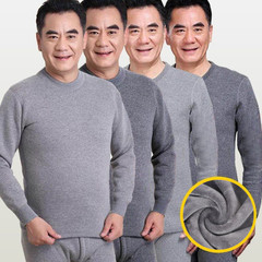 Middle-aged and elderly men's thermal underwear, autumn and winter men's velvet thickened bottoming shirts, men's autumn clothes, dad's clothing, warm clothes for men