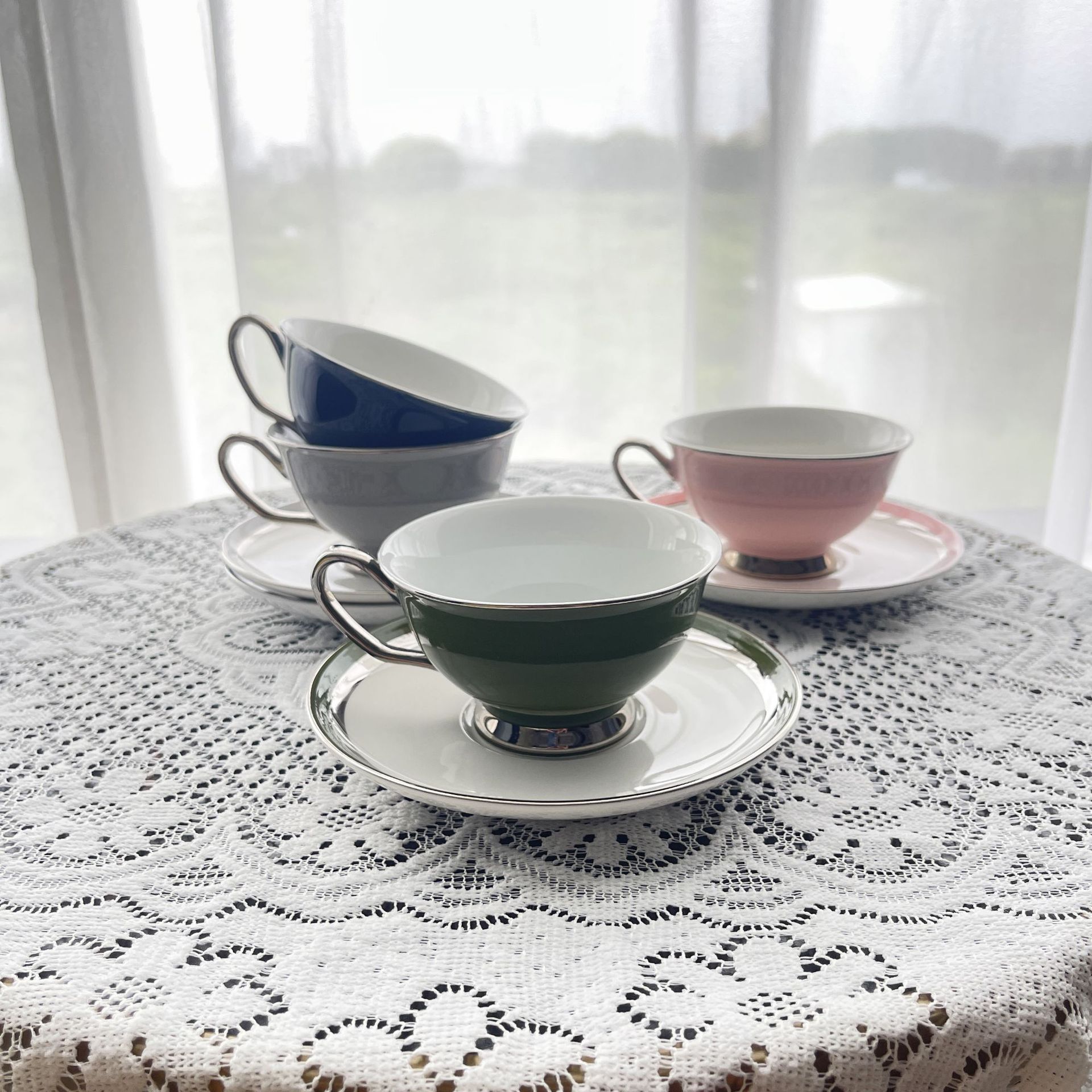 Light Luxury Exquisite Middle Ancient Coffee Cup High Beauty Value Ceramic Cup and Saucer Set British Cup Women's Exquisite Afternoon Tea Cup