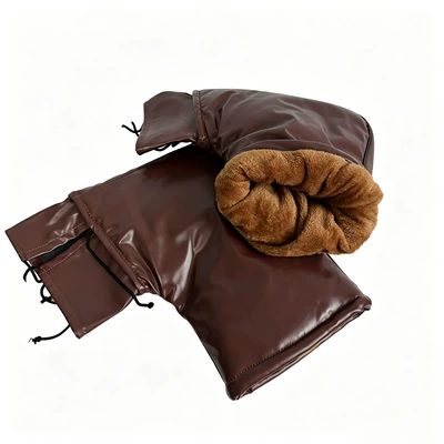 Winter warm, fleece-lined, thickened Motorcycle Handle Cover - brown