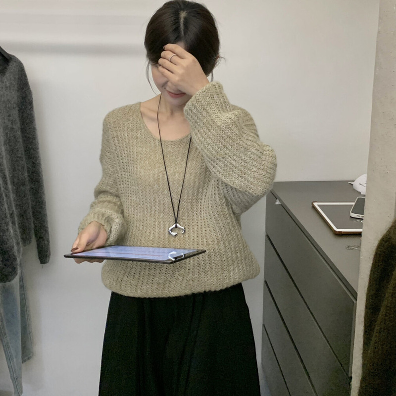 miss密思家2025秋季新款韩系慵懒风镂空套头毛衣女宽松显瘦针织衫|undefined