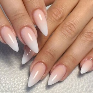 ins same style wear nail light color gradient almond nail white detachable nail patch finished product wholesale nail