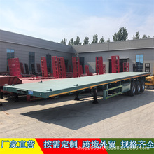13米平板半挂车 非洲集装箱平板运输半挂车 集卡运输平板拖挂车尺