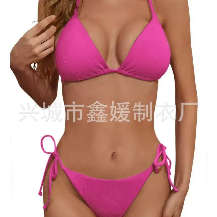 2023新款跨境比基尼泳装欧美性感女士分体泡泡布现货外贸泳衣