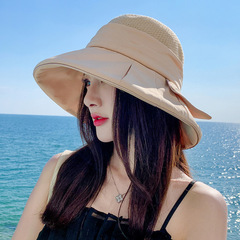 2022夏季新款帽子女韓版百搭蝴蝶結漁夫帽日系出遊防曬遮陽太陽帽