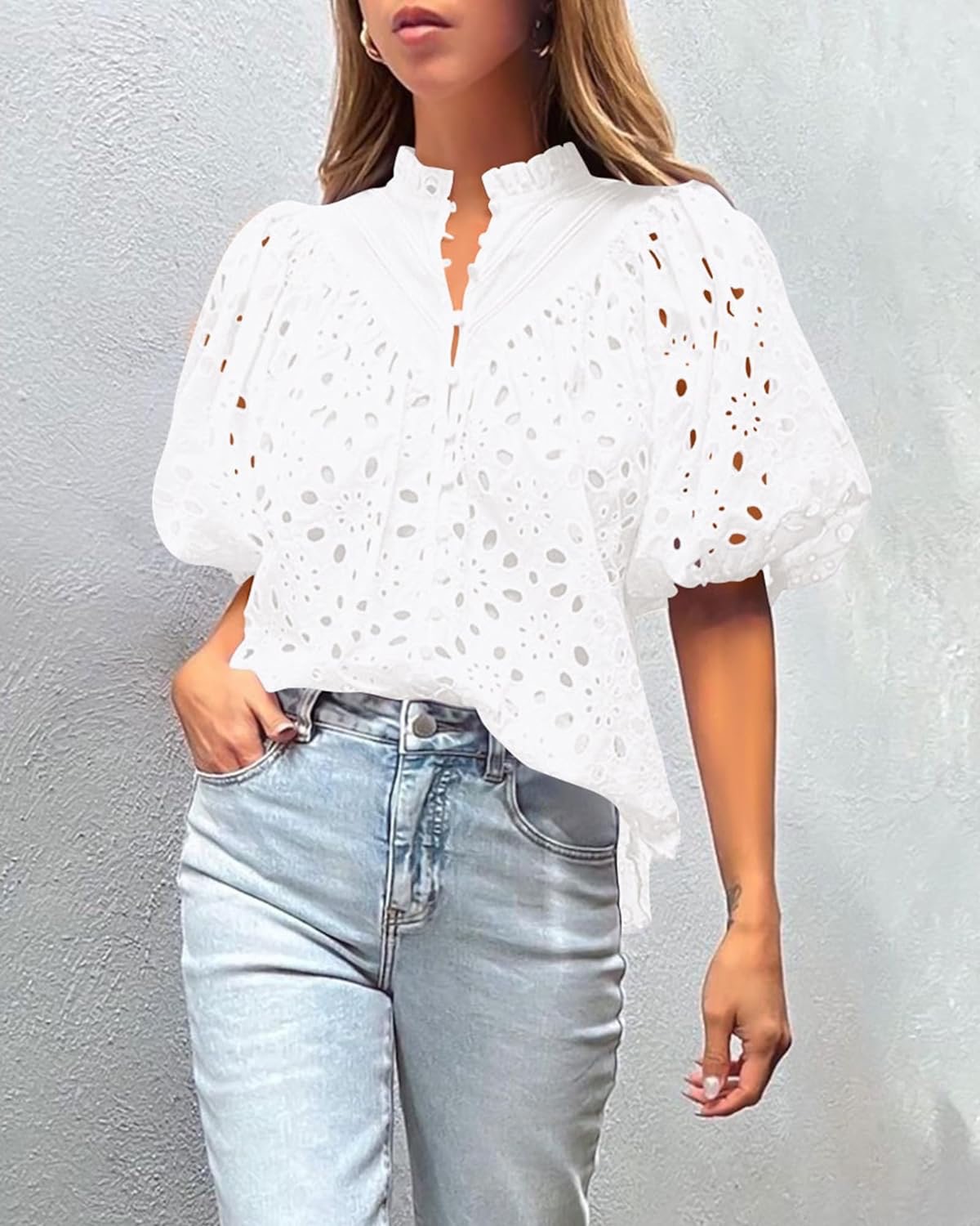 210g Weight Half Sleeve Sleeve Length Puff Sleeve Sleeve Type Polyester Fabric Type Regular Top Length T-shirt Tops Type Holiday, Daily Occasion Standing Collar Neckline Loose Fit Type Solid Color Pattern Summer Season Women's Gender Patchwork Design Vacation Style Wholesale Women's Vacation Solid Color Half Sleeve Patchwork T-Shirts 16