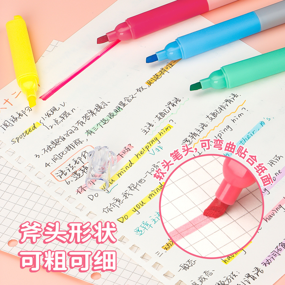 Doble cabeza de doble color marcador de punta de alumno de alto valor de color gato agarrar cuentas de color de bolígrafo de cuchillo de 12 colores conjunto
