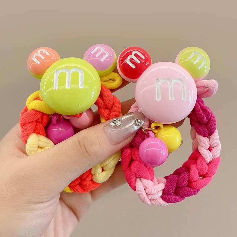 2023 nueva cuerda de pelo niñas M Bean tocado elástico cuerda de cabeza de cola de caballo alta para niños niña no duele la banda de goma para el cabello