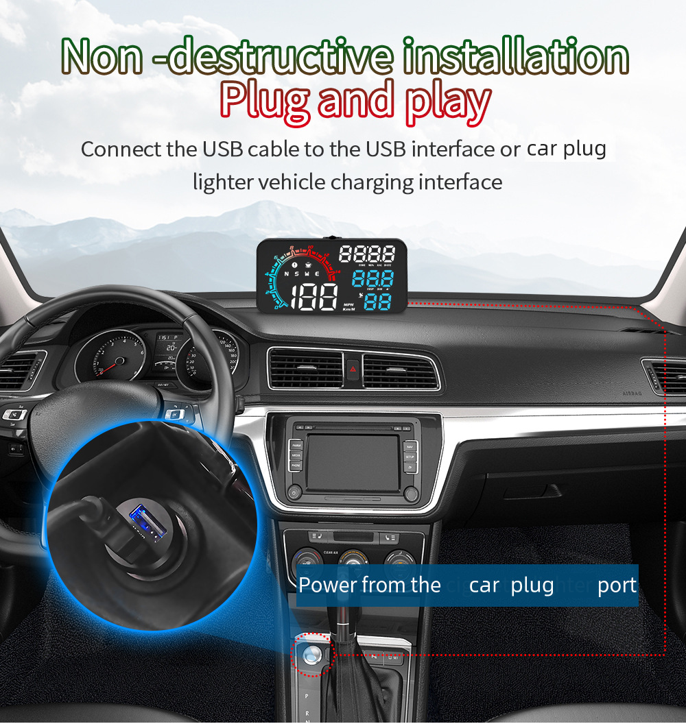 Cross-border universal HUD head-up display for cars, GPS speed, time, date, altitude, compass head-up instrument G11