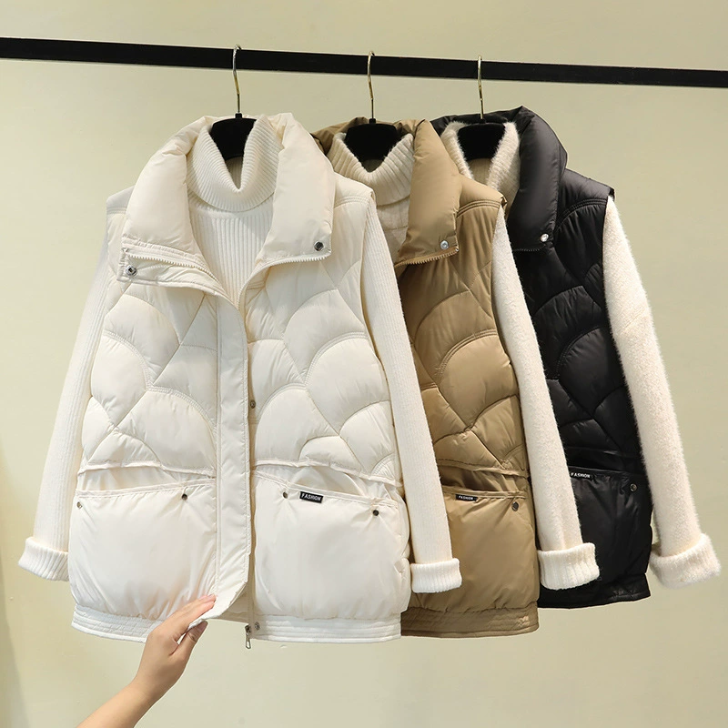 Хлопковый жилет, Женская Новинка 2023, осенне-зимняя короткая верхняя одежда, универсальный жилет без рукавов в западном стиле, простой однотонный Элегантный жилет