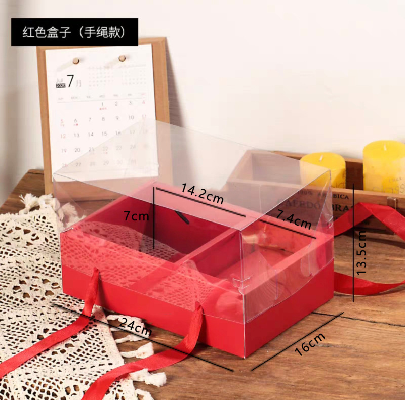 ホリデーフラワーケーキギフトボックス透明バレンタインデー520レッドポータブルフラワーケーキボックスお土産ペストリーボックス|undefined