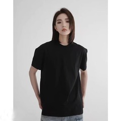 厚手の純綿右肩半袖Tシャツ男女兼用スリム夏無地ソロナアメリカンクリーンフィットトップトレンディ