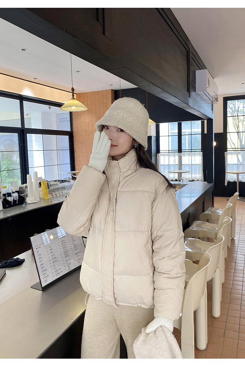 Katoenen jack dames korte 2023 winter nieuwe stijl kleine staande kraag donsjack verdikte katoenen damesjack_voghion.com