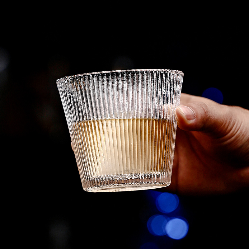 Creative glass cup striped whiskey glass hammer pattern home beer cup Instagram style Nordic water glass online liquor cup