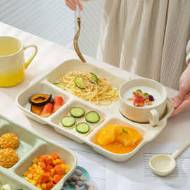 分格餐盘盘子高级感大人减肥专用家用一人食餐具陶瓷早餐盘快餐盘
