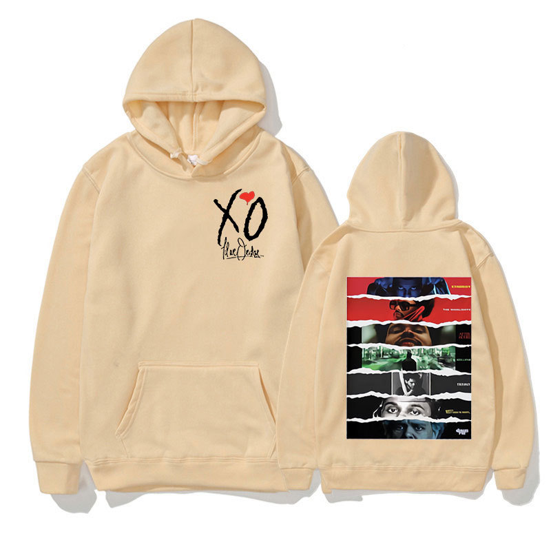 Singer Weekend XO Todos los álbumes Portada Cartel Sudadera con capucha Hombre Mujer Camiseta de manga larga Hip Hop Hugh