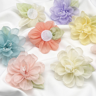 Handmade DIY Fabric Camellia with Burnt Edges, Three-Dimensional Flower Accessories, Brooch Accessories, Shoe Flowers, Clothing Accessories