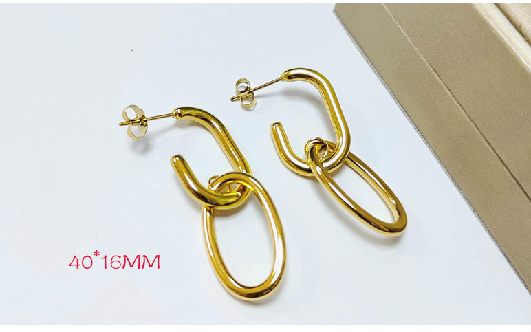 Fashion Geometric Titanium Steel Gold Plated Earrings 1 Pair display picture 1