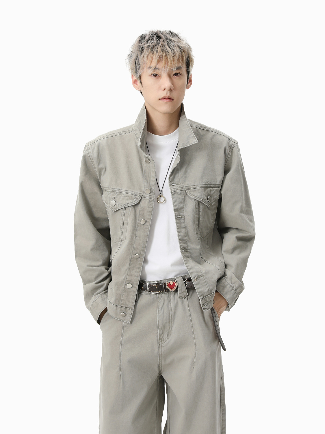 MTLCLOTHES Hombres| Algodón retro americano chaqueta corta pantalones de cimetaje de trabajo jeans casuales