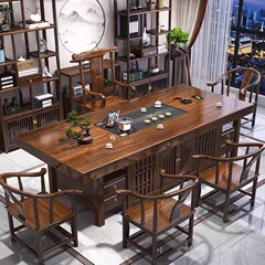 大きい板の茶のテーブルの椅子の組はテーブルの5つの椅子の事務室のお茶のいくつかの客間の家庭の新しい中国式の禅の意の実木のお茶のテーブルを詰めます