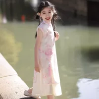Детское летнее платье Цзиньской династии, улучшенное платье Cheongsam, платье для девочек, новый стиль 2024, детская одежда, платье принцессы Cheongsam для девочек
